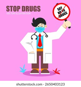 vector of doctors educating to stop drugs
