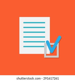 Vector Document Check Icon. Flat style illustration
