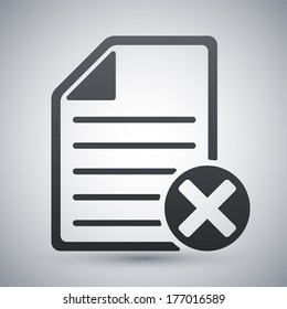 Vector document icon with delete or abort glyph