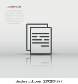 Vector document icon in flat style. Paper page sign illustration pictogram. Note business concept.