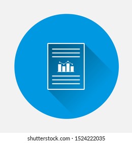 Vector document icon with growth rate and text on blue background. Symbol of fast money. Flat image with long shadow.