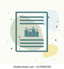 Vector document icon with growth rate and text on multicolored background. Layers grouped for easy editing illustration. For your design.