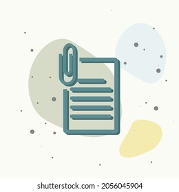 Vector document icon and paper clip. Business  document  icon on multicolored background. Layers grouped for easy editing illustration. For your design.