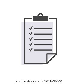 Vector document icon. Document verification symbol on white isolated background. Layers grouped for easy editing illustration. For your design.
