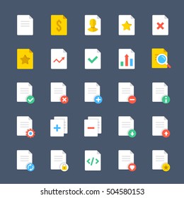 Vector document icons set. Technology, business, user interface elements, ui signs, symbols collection. Working with files, documents concept. Simple flat design vector icons for web and mobile apps