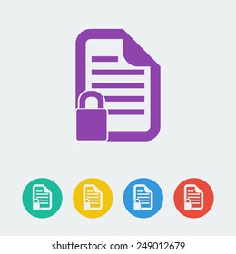 Vector document lock flat circle icon