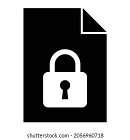 Vector Document Lock Glyph Icon Design

