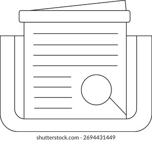 Vector document with magnifying glass icon, representing search or analysis, isolated on white background