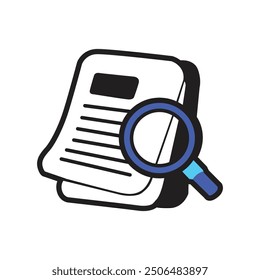 vector document with magnifying glass. white paper ecommerce business education