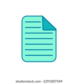 Vector document, note, paper color icon, modern style illustration