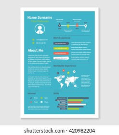 Vector Document Resume Cv In A4 Format.