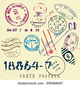 Vector Document Stamp Set. Great for vintage designs.