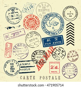 Vector Document Stamp Set. Great for vintage designs.