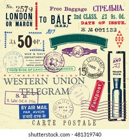 Vector Document Stamp Set. Great for vintage designs.