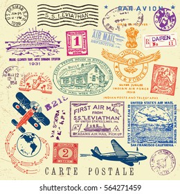 Vector Document Stamp Set. Great for vintage designs.