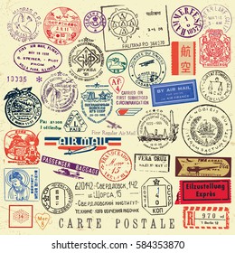 Vector Document Stamp Set. Great for vintage designs.