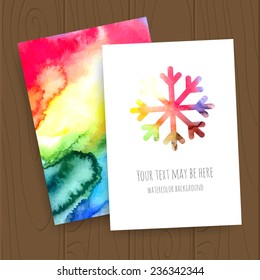 Vector document template with watercolor snow. Eps10