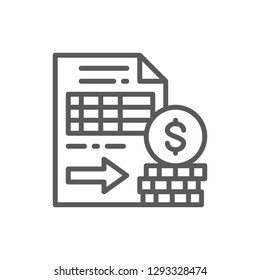 Vector documents with money, options, futures line icon. Symbol and sign illustration design. Isolated on white background