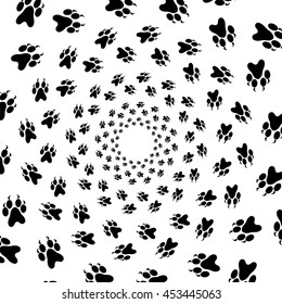Vector Dog Animal Paw Pattern. Print of Paw Background