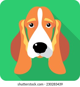 Vector Dog Basset Hound Icon Flat Design 