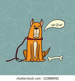 vector dog with a bone