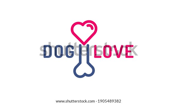 Vector dog bone\
love logo. Dog love bone\
icon