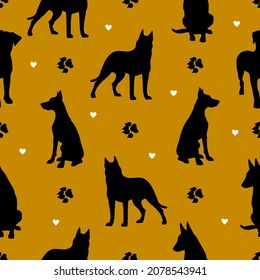 Vector dog and bone pattern. Seamless illustration of Doberman, pugs for pet shops, as a blank for a designer, logo, icon, textiles