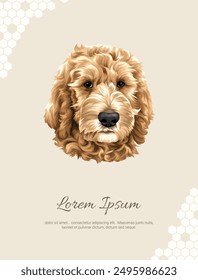 Vector Dog Breed Labradoodle 1 wall decor ideas Portrait. realistic animal images. Hand drawn dog isolated. for room decoration, events, etc