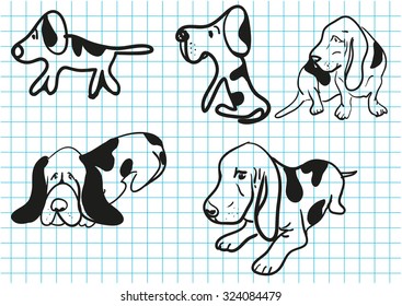 vector dog cartoon hand drawing outline