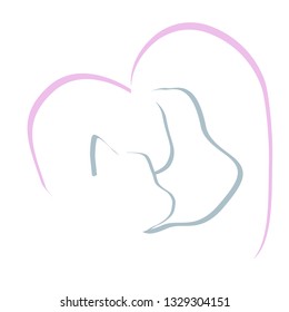 Vector of a dog and cat design on white background. Petshop. Animal Icon. Silhouette