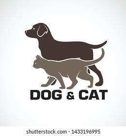 Vector of a dog and cat design on white background. Animal. Pet logo or icon. Easy editable layered vector illustration.