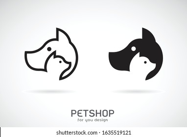 Vector of a dog and cat design on white background. Petshop. Animal Icon.