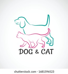 Vector of a dog and cat design on white background. Animal. Pet logo or icon. Easy editable layered vector illustration.