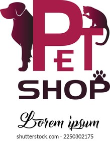 Vector of an dog and cat design on white background. Pet shop
