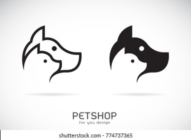 Vector of a dog and cat design on white background. Petshop. Animal Icon.