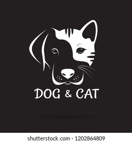 Vector of dog and cat face design on a black background. Pet. Animal. Easy editable layered vector illustration.