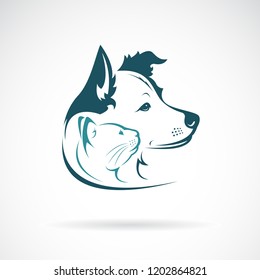 Vector of dog and cat head design on a white background. Pet. Animal. Easy editable layered vector illustration.