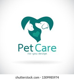Vector dog   cat in heart shape white background  Veterinary icon and pet  Pet Care  Banners Animal  Easy editable layered vector illustration 