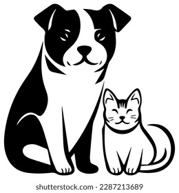 Vector of Dog and Cat isolated on white