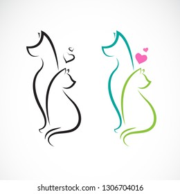 Vector of dog and cat on a white background. Pet. Animals. Easy editable layered vector illustration.