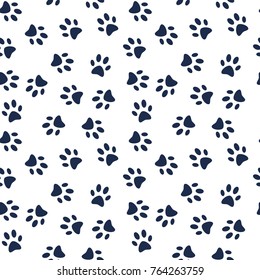 Vector dog or cat paw print seamless pattern or texture