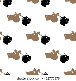 Vector Dog Cat Seamless Animal Pattern. Pet Isolated on White Background