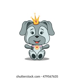 Vector dog. Cute cartoon girl dog illustrations