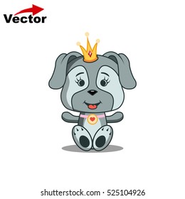 Vector dog. Cute cartoon girl dog ilustrations