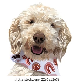 vector dog with cute curly fur