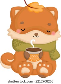 A Vector Of A Dog Drinking Coffee