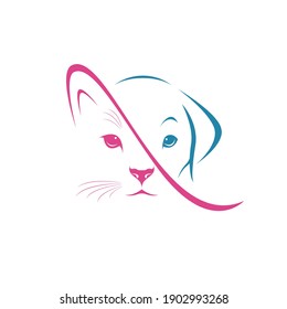 Vector dog face   cat face design white background  Pet   Animal  Easy editable layered vector illustration 