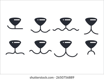 Vector Dog Face Design Elements, Different Emotions. Dog Mouth, Tongue, Nose Isolated. Dog or Cat Face with Closed and Opened Mouth Icons Closeup Set, Collection for Vet Logo, Emblem, Pet Care, Canine
