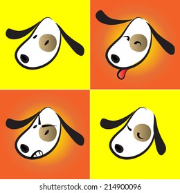 vector dog face icon set