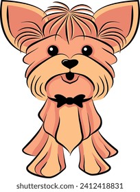 Vector dog in flat style of Yorkshire Terrier breed.